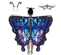 Plliocse Butterfly Wings Kids Cape, Butterfly Costume Kids with Mask, Fairy Butterfly Wings with Butterfly Tentacles, Fairy Wings Kids for Halloween Party Dress up (Style3)