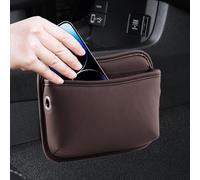 Plliocse Car Pocket Organizer, Console Side Organizer Bag Leather, Car Side Pocket Pouch Hold Sunglasses Wallet, Adhesive, Leaving No Trace (Brown)
