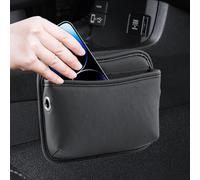 Plliocse Car Pocket Organizer, Console Side Organizer Bag Leather, Car Side Pocket Pouch Hold Sunglasses Wallet, Adhesive, Leaving No Trace (Black)