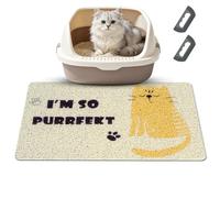 Plliocse Cat Litter Mat with 2 Pcs Pet Hair Remover,PVC Grid Mesh Litter Box Mat,Waterproof Urine Resistant Material,Easy to Clean (Ginger Cat, 40 x 60cm)