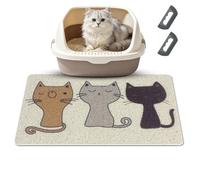 Plliocse Cat Litter Mat with 2 Pcs Pet Hair Remover,PVC Grid Mesh Litter Box Mat,Waterproof Urine Resistant Material,Easy to Clean (Three Little Kittens, 40 x 60cm)