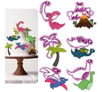 Plliocse Dinosaur Cookie Cutter Set, 6pcs Dinosaur Biscuit Cutters, 3D Cookie Cutter Baking Mould, Small Dinosaur Cookie Cutters for Cake Decorating (Dinosaur Cookie Cutters)