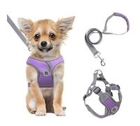 Plliocse Dog Harness and Lead for Walking, Escape Proof Vest Harnesses with Reflective Strips, Step-in Dog Harness for Small Dogs with1.5M Leash (Purple, Large)