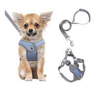 Plliocse Dog Harness and Lead for Walking, Escape Proof Vest Harnesses with Reflective Strips, Step-in Dog Harness for Small Dogs with1.5M Leash (Blue, S)