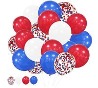 Plliocse Red White and Blue Confetti Balloons, 113 pcs Blue Red White Balloons Arch Kit with 18 12 10 5 inches Balloon for Anniversary Celebrations Wedding Birthday Party (Style 2)
