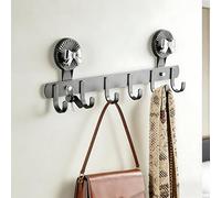 Plliocse Suction Cup Coat Rack Wall Mounted,8 Coat Hooks with Decorative Bow Knots,Heavy Duty No Drill Towel Rack with 8 Hooks for Bathroom, Bedroom, Entryway