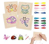 Plliocse Threading Toys, Wooden Lacing Dinosaur Toys, Children's Lacing and Tracing Toys, Cute Threading Toy Game for Preschoolers, 3 4 5 6 Years Old Boys & Girls (Insects)
