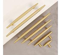 PLLJIAXUAMCLNL 2 Pack Gold Cabinet Handles Brushed Brass Cabinet Pulls, Gold Drawer Pulls Gold Handles for Cabinets, Dresser Handles and Cupboard Handles (145mm)