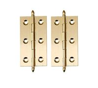 PLLJIAXUAMCLNL 2 Pcs 3''/75mm Antique Pure Brass Hinges Furniture Cabinet Drawer Door Crown Head Square Hinges (Gold)