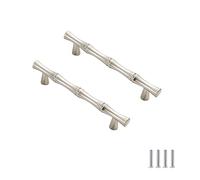 PLLJIAXUAMCLNL 2 Pcs Cabinet Handles Zinc Alloy Bamboo Shape Handles Drawer Knobs Cupboard Pulls Kitchen Furniture Door Handles Home Decorative Hardware (Silver Hole Distance 96mm)