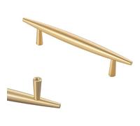 PLLJIAXUAMCLNL 2 Pcs Gold Brass Drawer Handles, Solid Copper Gold Cabinet Knobs Decorative Handles Vintage Brushed Gold Solid Copper Drawer Cabinet Dresser Knob Pull Handle (Hole Centers:192mm/7.6in)