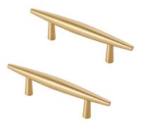 PLLJIAXUAMCLNL 2 Pcs Gold Brass Drawer Handles, Solid Copper Gold Cabinet Knobs Decorative Handles Vintage Brushed Gold Solid Copper Drawer Cabinet Dresser Knob Pull Handle (Hole Centers:160mm/6.3in)