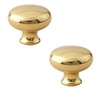 PLLJIAXUAMCLNL 2 Pcs Gold Drawer Handles Round Cabinet Knobs Brushed Brass Door Handle Cupboard Knobs Kitchen Cabinet Hardware Gold Knobs for Dresser Drawers (Single Hole)