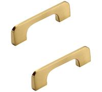 PLLJIAXUAMCLNL 2 Pcs Gold Handles for Drawers, Brass Cupboard Wardrobe Handles, Kitchen Door Cupboard Handles Knobs for Home Cupboard Dresser Wardrobe (Hole Centers:64mm/2.5in)