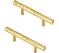 PLLJIAXUAMCLNL 2 Pcs Gold Kitchen Cupboard Handles, 128mm Hole Center Brushed Brass Cabinet Door Pulls for Drawers, Closet, Solid Brass Kitchen Hardware (Hole Centers:160mm/6.3in)