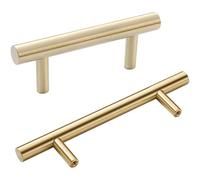 PLLJIAXUAMCLNL 2 Pcs Kitchen Cabinet Handle Gold Drawer 50-1000 mm Bar Handle Brushed Brass Wardrobe Door Handle with Screws for Kitchen Bedrooms Bathroom (Overall Length: 600mm/23.6in)