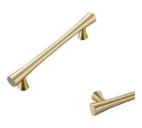 PLLJIAXUAMCLNL 2 Pcs Solid Brass Cabinet Handles, Gold Cupboard Wardrobe Handles Brushed Brass Door Drawer Handles with Screws, Vintage Furniture Handles Knobs for Kitchen Cupboard Dresser Wardrobe