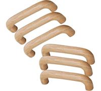 PLLJIAXUAMCLNL 6 Pcs Wooden Cabinet Handles, Solid Wooden Wardrobe Drawer Pull 96mm Hole Centers U-Shaped Cabinet Hardware Handle for Bedroom Bathroom Kitchen Cabinets Door (Hole distance: 96mm)