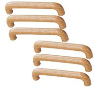 PLLJIAXUAMCLNL 6 Pcs Wooden Cabinet Handles, Solid Wooden Wardrobe Drawer Pull 96mm Hole Centers U-Shaped Cabinet Hardware Handle for Bedroom Bathroom Kitchen Cabinets Door (Hole distance: 128mm)