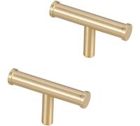 PLLJIAXUAMCLNL Modern Brass Drawer Handles, 2 Pcs Brushed Copper Furniture Pull Handle Drawer Single Hole Knobs Cupboard Handles for Dresser Drawer Wardrobe Cupboard Cabinet (Single Hole)