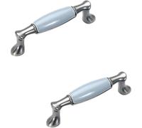 PLLJIAXUAMCLNL Modern Ceramic Cabinet Knobs, Round Cabinet Door Knobs, 2 Pcs Kitchen Drawer Handle with Screws for Cupboard, Cabinet, Drawer, Wardrobe, Kitchen (Hole Centers: 96mm/3.8in)