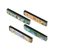 PLLKAB 4Pcs Cartoon Painted Harmonica Children Adult Harmonica Beginner Harmonica Cartoon Printed 16 Hole Harmonica Toy Musical Instrument Suitable for Beginners Holiday Children Gifts