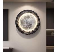 Pllrbvshs 3D Sandstone Moonlight Wall Art Decor with LED Light, Double-Layer Frameless Relief Sculpture Wall Decor Wall Lamp Textured Mural Painting for Entryway Hallway Corridor.(C,100 cm/39.4 in)