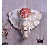 Pllrbvshs Artificial Resin Animal Head Wall Sculptures 3D Large Elephant Head Wall Hanging Faux Taxidermy Wall Decor Home Wall Art Animal Head Statues for Living Room Offices, Hotel.(White)