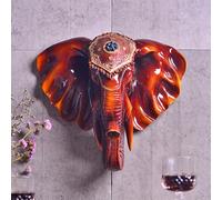 Pllrbvshs Artificial Resin Animal Head Wall Sculptures 3D Large Elephant Head Wall Hanging Faux Taxidermy Wall Decor Home Wall Art Animal Head Statues for Living Room Offices, Hotel.(Copper)