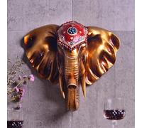 Pllrbvshs Artificial Resin Animal Head Wall Sculptures 3D Large Elephant Head Wall Hanging Faux Taxidermy Wall Decor Home Wall Art Animal Head Statues for Living Room Offices, Hotel.(Gold)