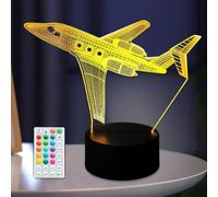 PLLYPE Airplane Night Light, 3D Illusion Lamp Airplane LED Night Light with Remote Control, 16 Colors Changing USB Desk Lamps, Christmas and Birthday Plane Gifts for Men Boys Girls[Energy Class G]