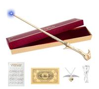 PLLYPE Magic Wand, 38 cm Elder Wand with Light, Lifelike Elder Wand with USB Charging, Spell Sheet, Necklace Station Ticket, Wizarding World Prop for Witches and Magicians Cosplay Carnival