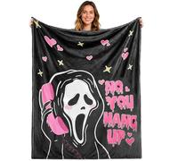 PLLYPE No You Hang Up Ghost Scary Face Blanket, Flannel Blanket 50 x 60In Halloween Horror Movie Blanket, Spooky Ghost Throw Blanket, Ghostface for Bed, Couch, Living Room, Bedroom