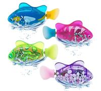 PLLYPE Robo Fish 4 Pcs Robot Fish Water with LED Lights, Fish Robots, Plastic Robotic Fish for Kids 0 1 2 3 Years Old, Gift for Boys Girls