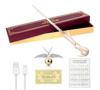 PLLYPE Voldemort Wand, 38CM Magic Wand, Light Up Elder Wand, USB Charging Wizarding world wand, Wizard Wand Halloween Dress Up Accessory with Snitch necklace, Spell table, Train ticket