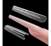 Plman 240 PCS Sandwich Nail Dual Forms, 14 Sizes Nail Tips for Builder Gel, Dual Forms for Polygel, Nail Extension for Beginner & Professional, Create Salon Quality Nail Art at Home (Trapezoidal)