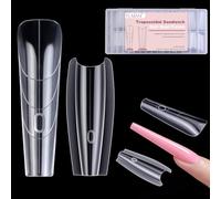 Plman 240 PCS Sandwich Nail Dual Forms, Nail Extension Kit for Beginner & Professional, 14 Sizes Dual Form for Polygel and Builder Gel, Salon and Home DIY Nail Art Tools (Trapezoidal)