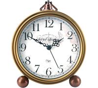 Plmmperation Desk Clocks Vintage Metal Aesthetic,Quartz Movement HD Glass Silent Table Clock for Bedroom Living Room Indoor Decoration (Butterfly)