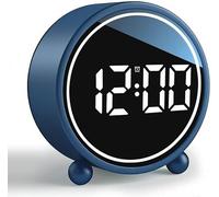 Plmmperation Modern Desk Clock, Silent No-Ticking Analog Clock Battery Operated, Small Tabletop Clocks for Office/Mantle/Desktop or Nightstand (Round - Blue)