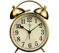 Plmmperation Retro Vintage Metal Golden Table Clock, Battery Operated Silent Quartz Movement HD Glass Desk Clock for Bedroom Living Room Indoor Decoration Kids… (Arabic3)