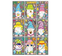 PLMN 9 Sheets Summer Window Clings Gnomes Static Stickers Beach Watermelon Lemon Window Decal Party Decorations window clings