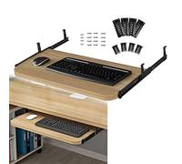 PLMNBQWE Computer Desk Sliding Keyboard Tray Shelf - with 14Inch Sturdy Ball Bearing Drawer Slides Keyboard Shelf Runners - Easy to Slide-Out - for Under Desk Hidden Keyboard Stan