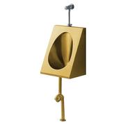 PLMNBQWE Urinal Troughs,Men's Flushing Urinal, Wall Mounted Stainless Steel Urinal, with Manual Flush Valve, Powerful Flush, Adult Bathrooms Toilet Urinal, Wire Drawing Process, Easy to Clean