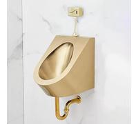 PLMNBQWE Urinal Troughs,Stainless Steel Urinal, Men's Wall Mounted Sensor Urinal with Drain Pipe, Gold Commercial Flushing Urinals, Splash- Toilet for Bars/airports