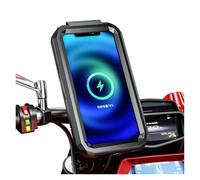 PLMNHSS Cell Phone Handlebar Mounts Motorcycle Phone Holder Waterproof Case Wireless Charger Type-C USB Charging Mount Double Socket Mirror(Handlebar Holder L)