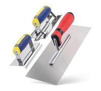 Plmvhpb 3 Pack Sainless Steel Concrete Tools Set, Flat Finishing Trowel Concrete Hand Edger and Groover with Soft Grip