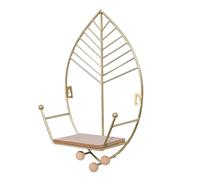 Plmvhpb Leaves Shape Floating Shelves Metal Wall Decor,Wood Wall Mounted Storage Shelf Home Decorations Art for Bedroom Easy to Use Gold