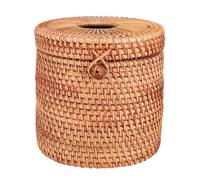 Plmvhpb Rattan Tissue Box Toilet Paper Cover Wicker Decorative Holders with Lid for Storage Single Roll and Tissues in Bathroom