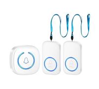 Plmvhpb Wireless Lanyard Button Pager Emergency Call Elderly UK Plug White | Wireless pager supports urgent elderly calls, clear LED indicators, UK plug compatibility, white finish bedside use.