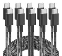 Plnhixt 5Pack 6FT USB C to USB C Cable 60W (3A) Nylon Braided Type C Fast Charging Cord for iPhone 16/16 Plus/16 Pro Max/15/15 Plus/15 Pro Max, MacBook Pro, iPad Pro Air, Samsung S24/S24 Ultra/S23